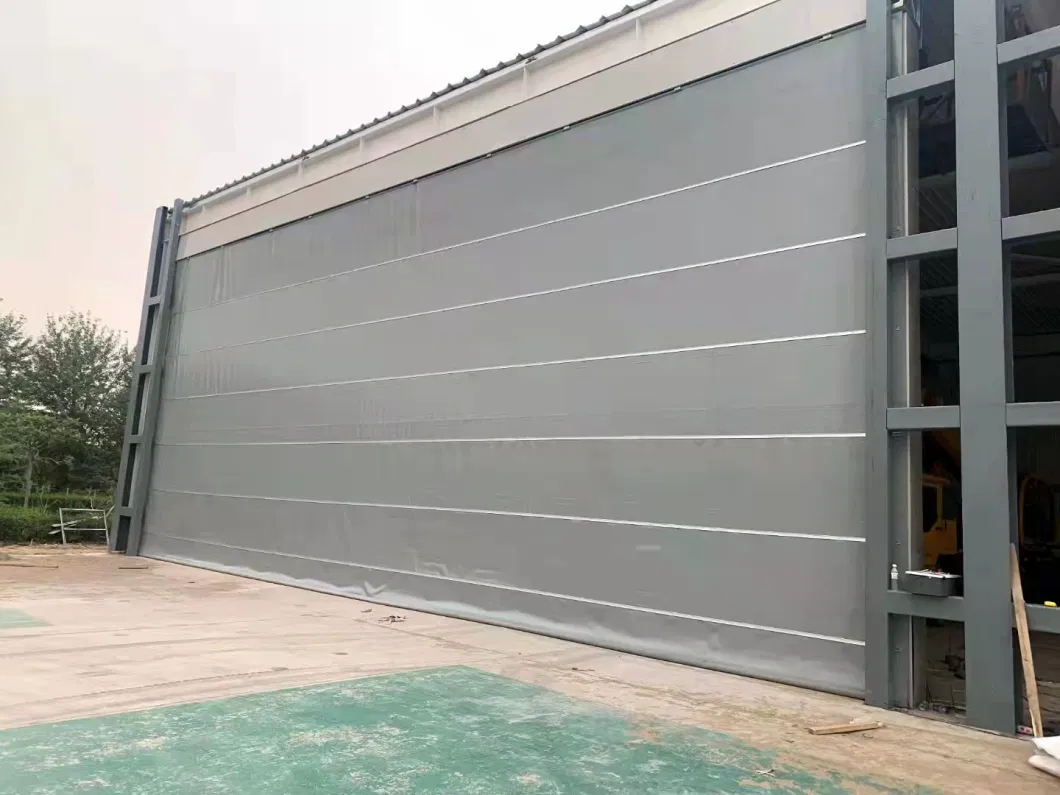 Industrial Automatic Heavy Duty Security Flexible PVC Fabric Huge Folding Stacking Roll up Mega Hangar Door for Shipyard, Aviation Airport, Blasting Room